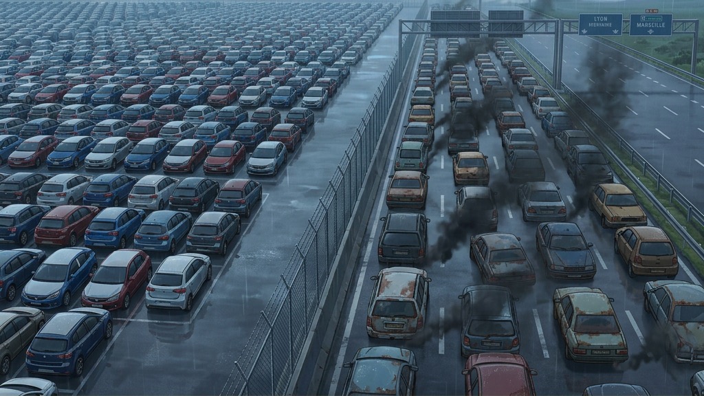 Le gouffre entre des parkings remplis de voitures neuves invendues et l'encombrement des axes routiers par de vieilles automobiles