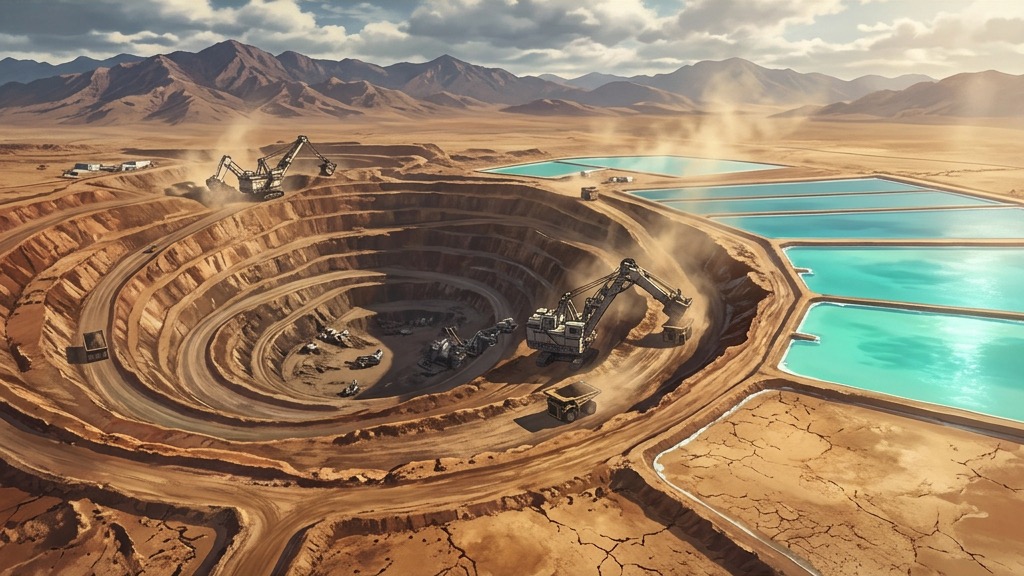 Immense mine de lithium à ciel ouvert dans le désert asséchant les nappes phréatiques
