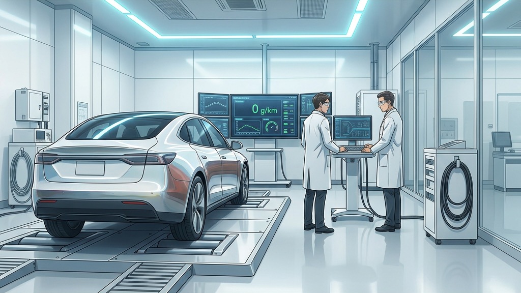 Test d'homologation d'une voiture thermique en laboratoire sans aucune condition réelle de conduite