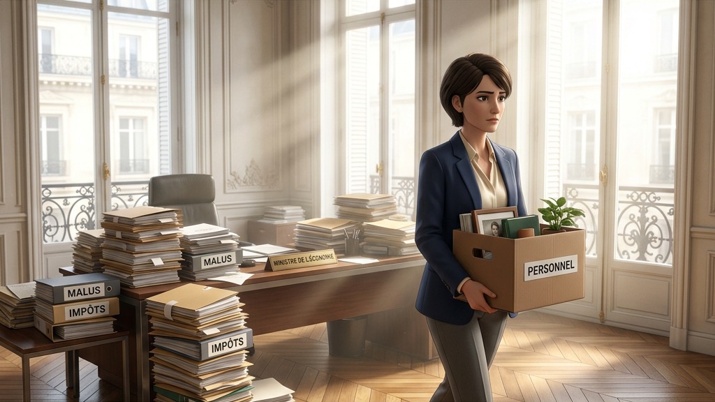 Une ministre de l'écologie quitte son bureau avec un carton pendant que le ministère des finances empile les milliards du malus